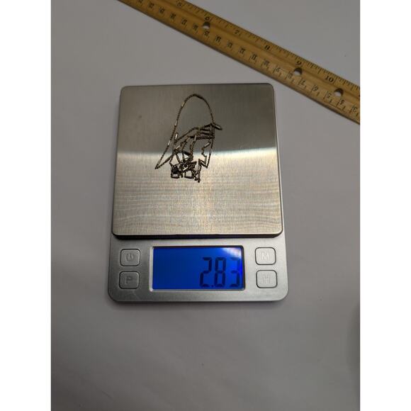 925 Square Bead Fancy Link Chain Necklace Goldtone Sterling Silver - Picture 5 of 5